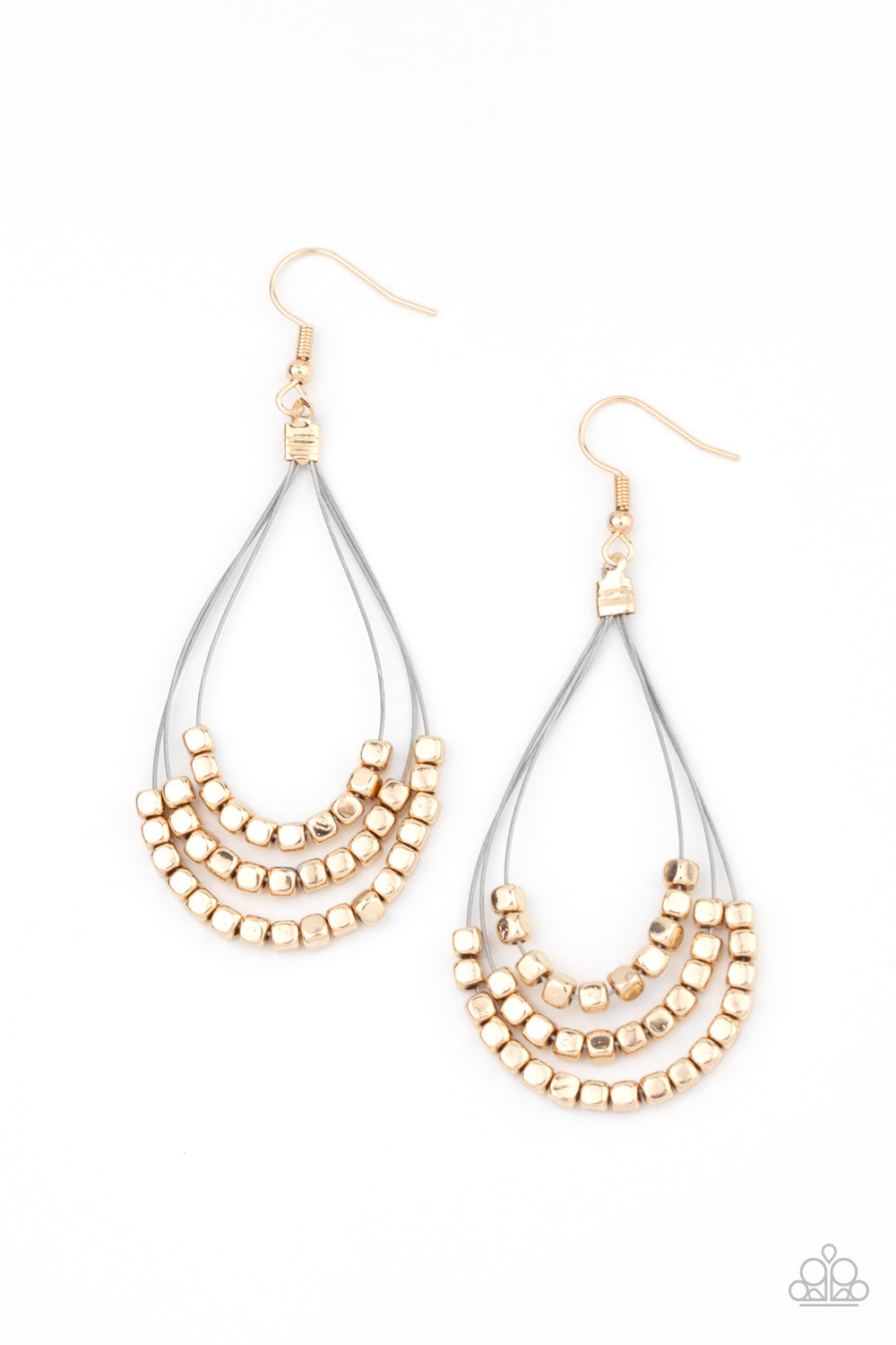 Paparazzi Accessories Off the Blocks Shimmer - Gold Earrings - Lady T Accessories