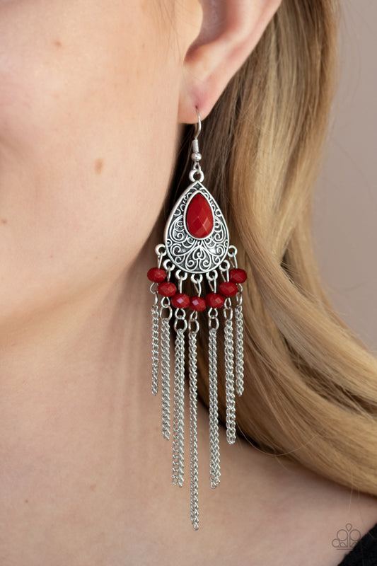 Paparazzi Accessories Floating on HEIR - Red Earrings - Lady T Accessories