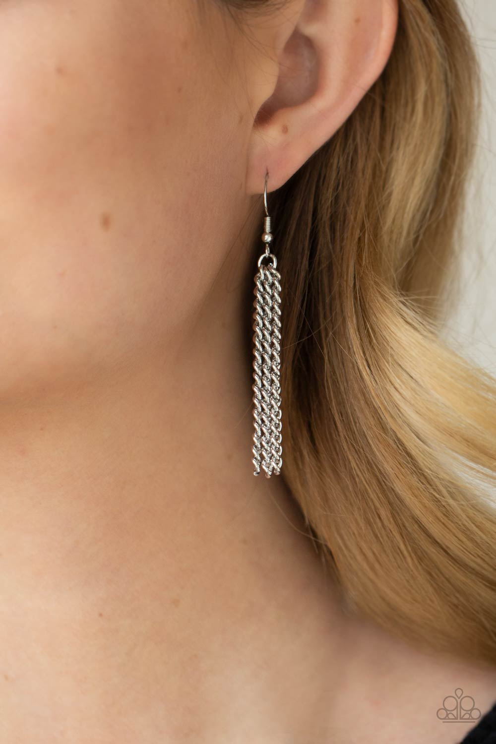 Metro Mirage - Silver Collar Necklaces a shiny collection of silver V-shape frames delicately overlap below the collar, creating an edgy optical illusion. Features an adjustable clasp closure.  Sold as one individual necklace. Includes one pair of matching earrings.  Paparazzi Jewelry is lead and nickel free so it's perfect for sensitive skin too!