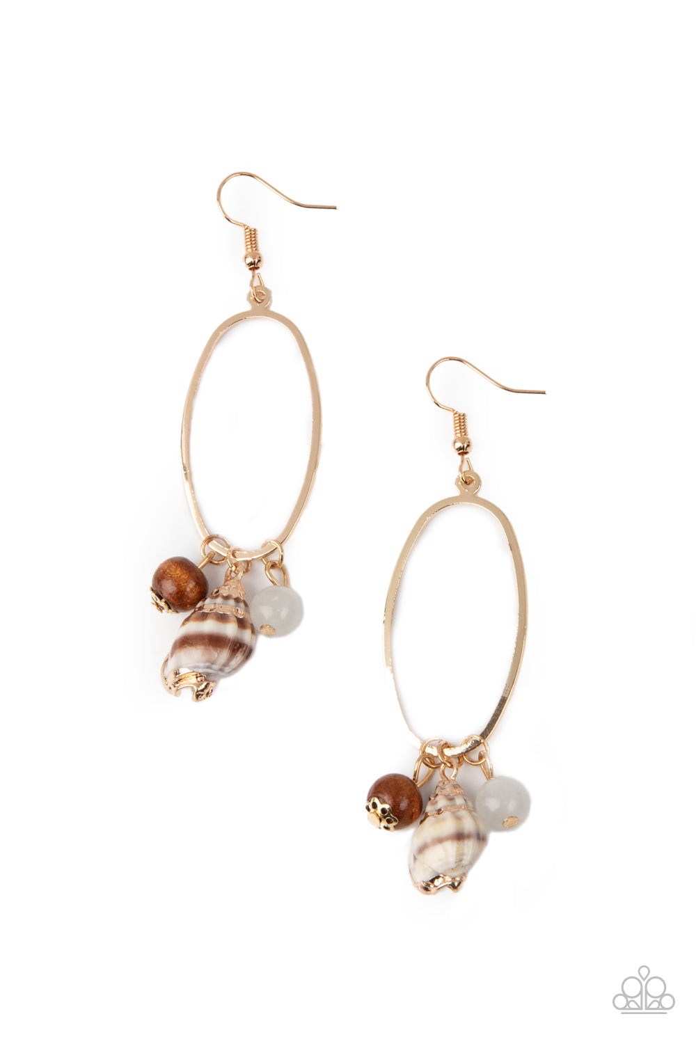 Paparazzi Accessories Golden Grotto - White Earrings - Lady T Accessories