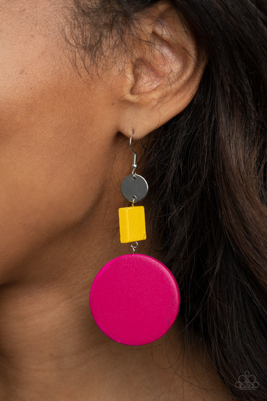 Paparazzi Accessories Modern Materials  - Pink Wood Earrings - Lady T Accessories