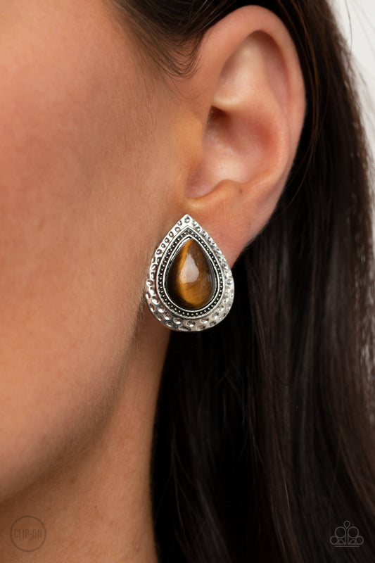 Paparazzi Accessories Desert Glow - Brown Earrings - Lady T Accessories