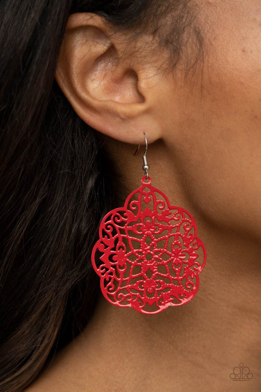 Paparazzi Accessories Mediterranean Eden - Red Earrings - Lady T Accessories