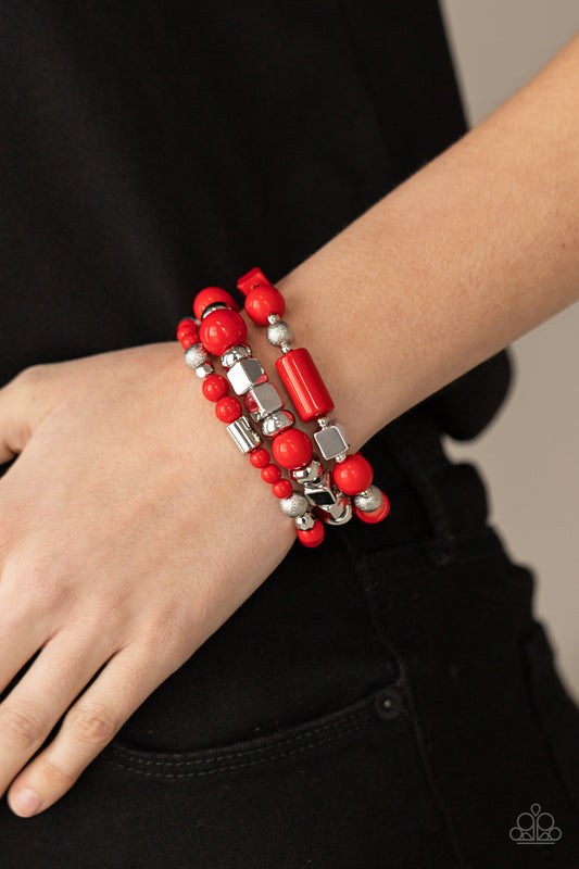 Paparazzi Accessories Perfectly Prismatic - Red Bracelets - Lady T Accessories