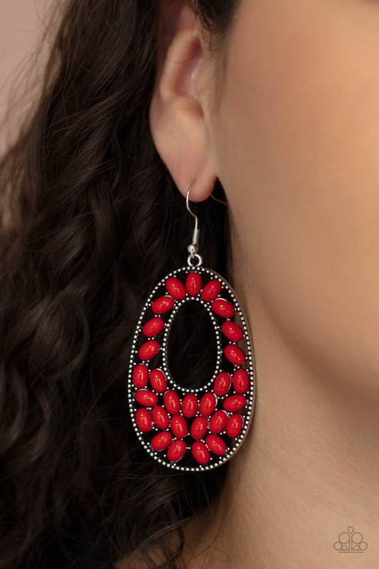 Paparazzi Accessories Beaded Shores - Red Earrings - Lady T Accessories