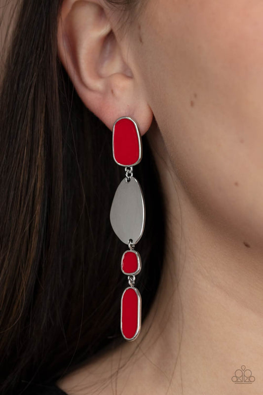 Paparazzi Accessories Deco by Design - Red Earrings - Lady T Accessories
