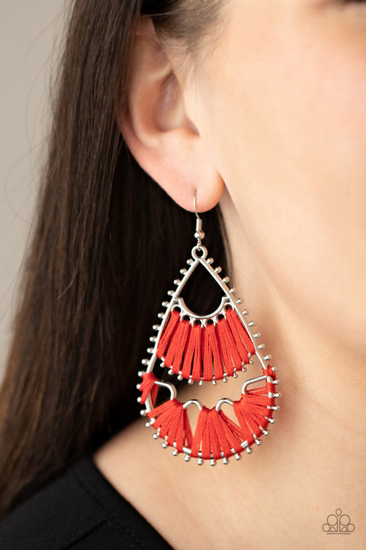 Paparazzi Accessories Samba Scene - Red Fishhook Earrings - Lady T Accessories