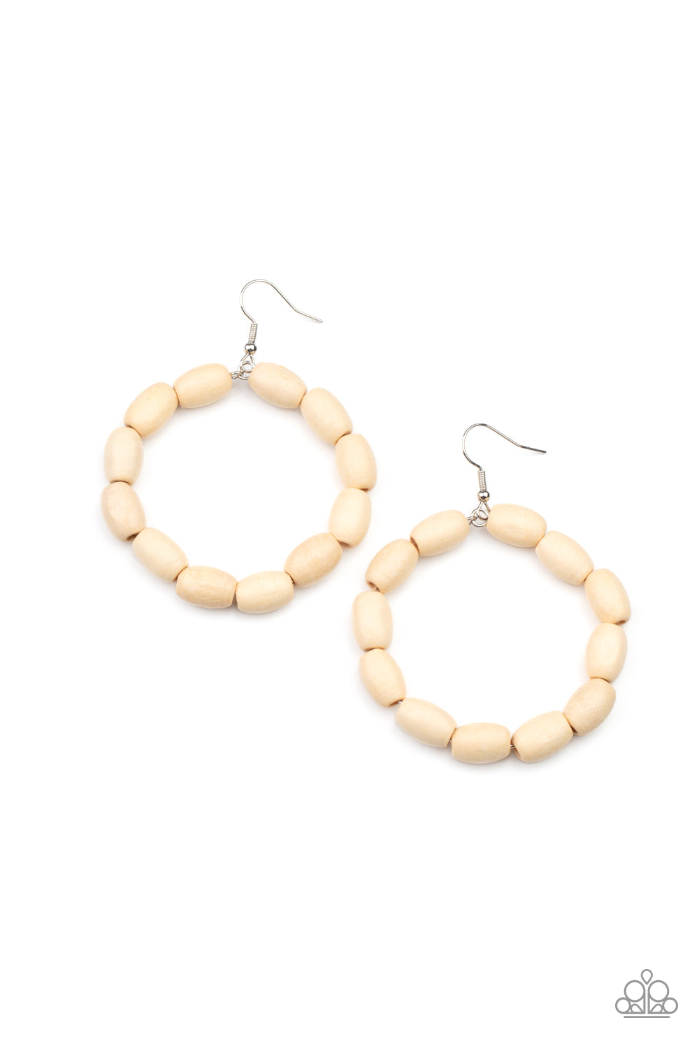 Paparazzi Accessories Living the WOOD Life - White Earrings - Lady T Accessories