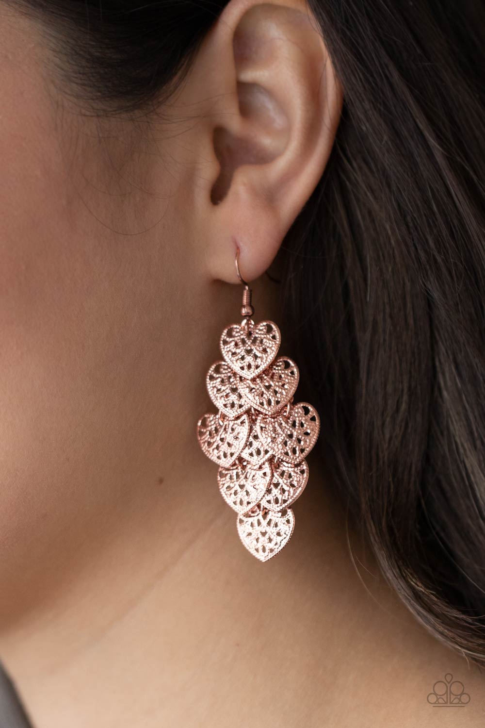 Cupid, Who? Copper Heart Post Earrings - Paparazzi Accessories