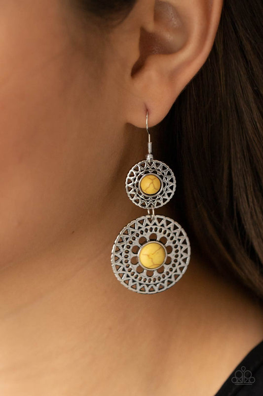 Paparazzi Accessories Sunny Sahara - Yellow Earrings - Lady T Accessories