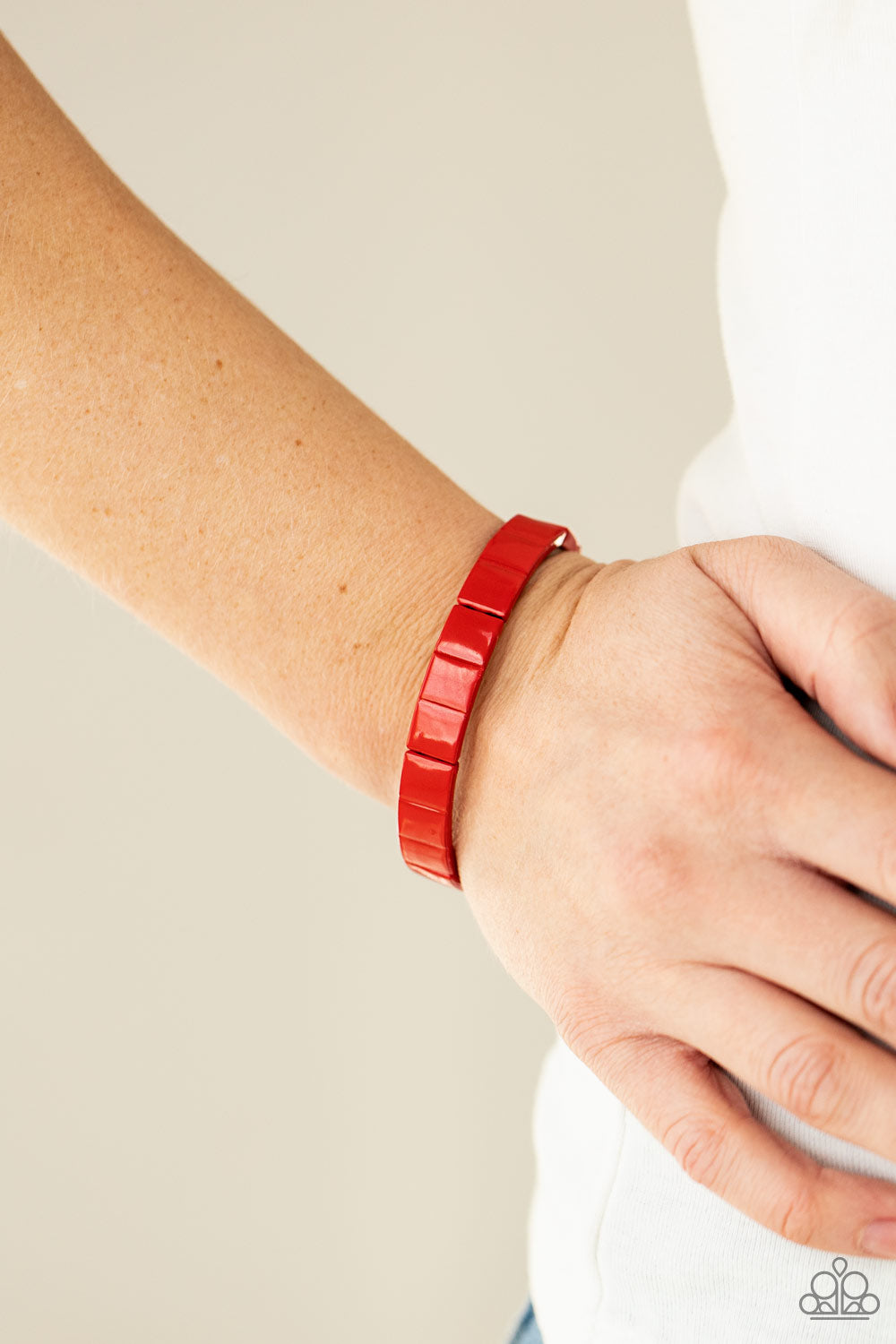 Paparazzi Accessories Material Movement - Red Stretch Bracelets - Lady T Accessories