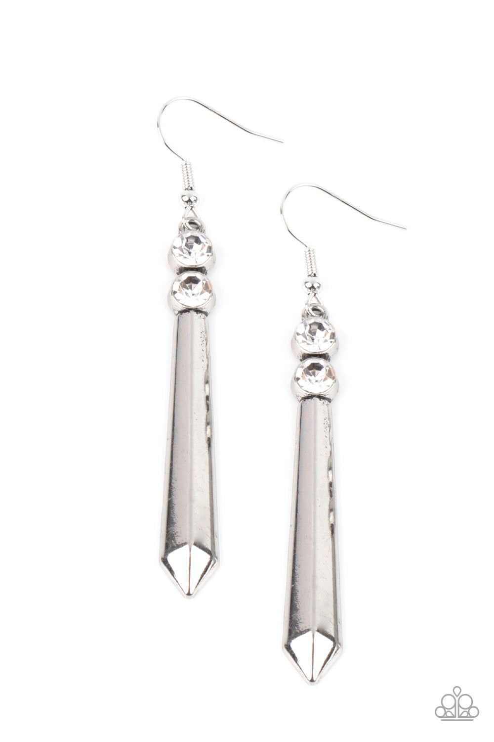 Paparazzi Accessories Sparkle Stream - Silver Earrings - Lady T Accessories