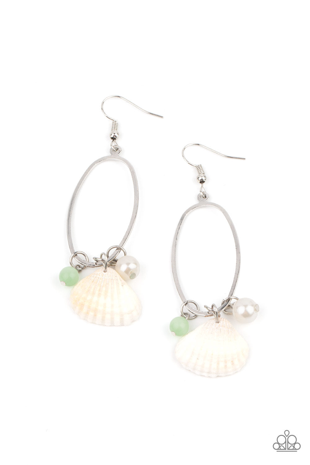 Paparazzi Accessories This Too SHELL Pass - Green Earrings - Lady T Accessories