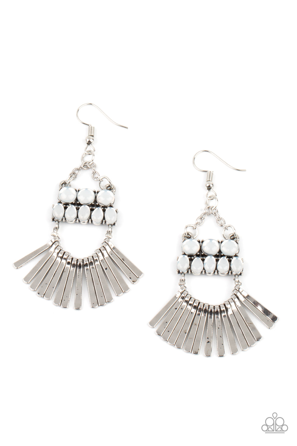 Paparazzi Accessories A FLARE of Fierceness - White Earrings - Lady T Accessories