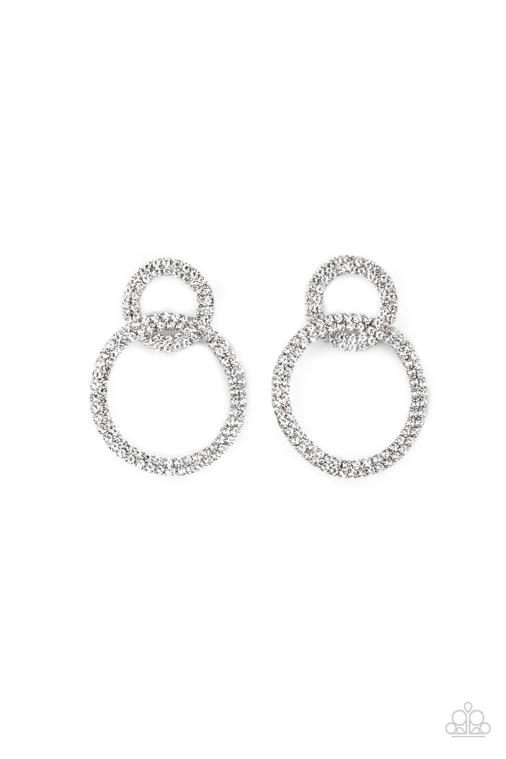 Intensely Icy - White Rhinestone Post Earrings - December Life of The Party