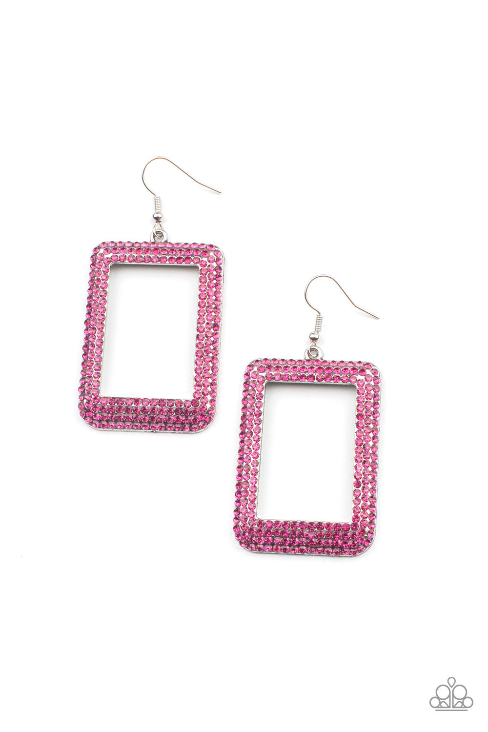 Paparazzi Accessories World FRAME-ous - Pink Earrings - Lady T Accessories