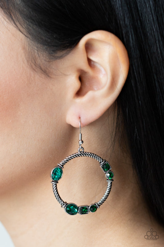 Paparazzi Accessories Glamorous Garland - Green Earrings - Lady T Accessories