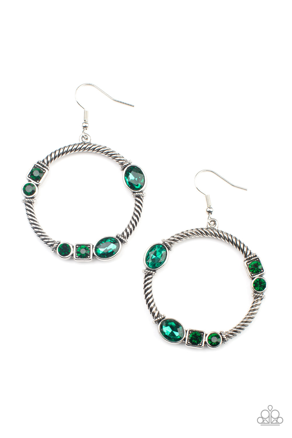Paparazzi Accessories Glamorous Garland - Green Earrings - Lady T Accessories