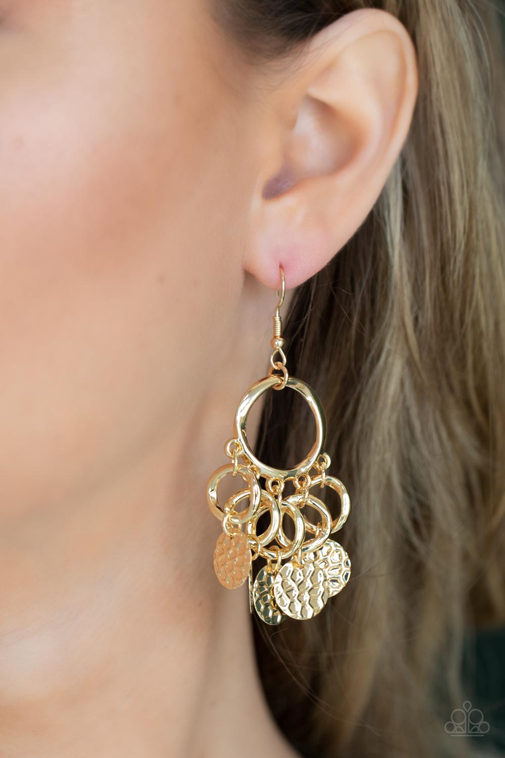 Paparazzi Accessories - Partners in Chime - Gold Fishhook Earrings
