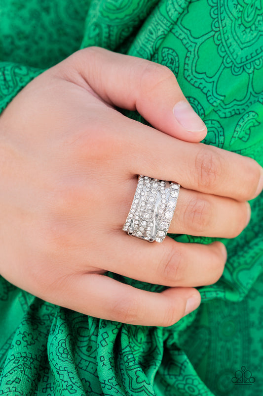 Paparazzi Accessories Exclusive Elegance - White Rhinestone Rings **Life of the Party **