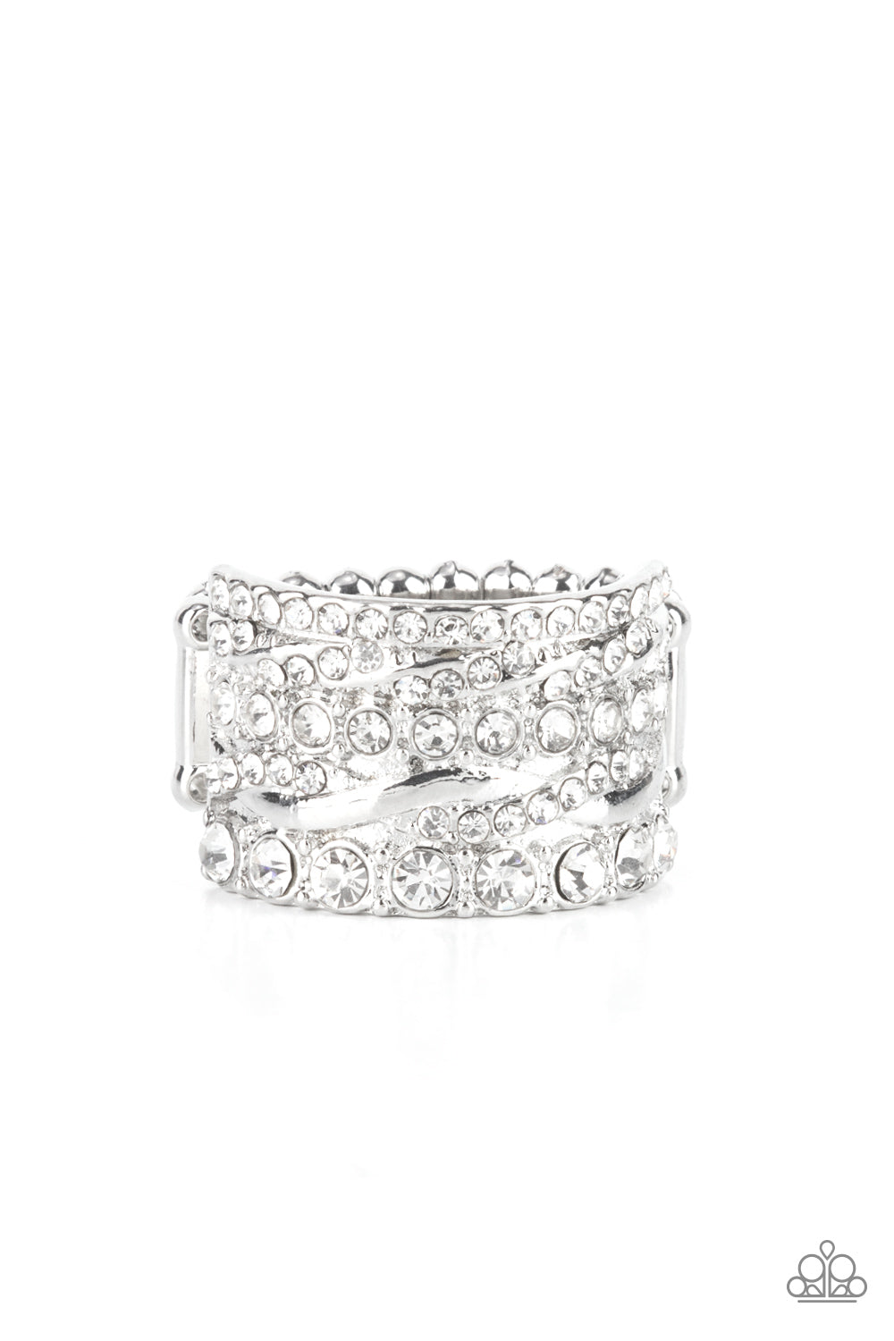Paparazzi Accessories Exclusive Elegance - White Rhinestone Rings **Life of the Party **