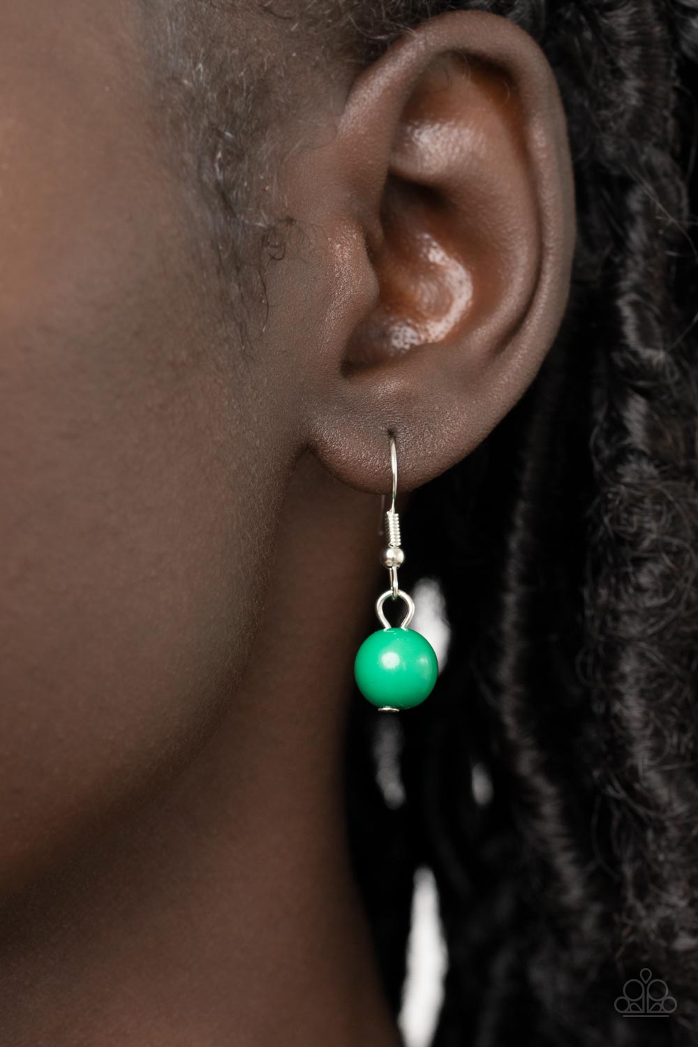 Paparazzi Accessories - Very Valley Girl - Green Necklaces a refreshing collection of Leprechaun teardrop beads links to the bottom row of oversized round Leprechaun beads, interlocking into a glamorous pop of color below the collar. Features an adjustable clasp closure. Sold as one individual necklace. Includes one pair of matching earrings.