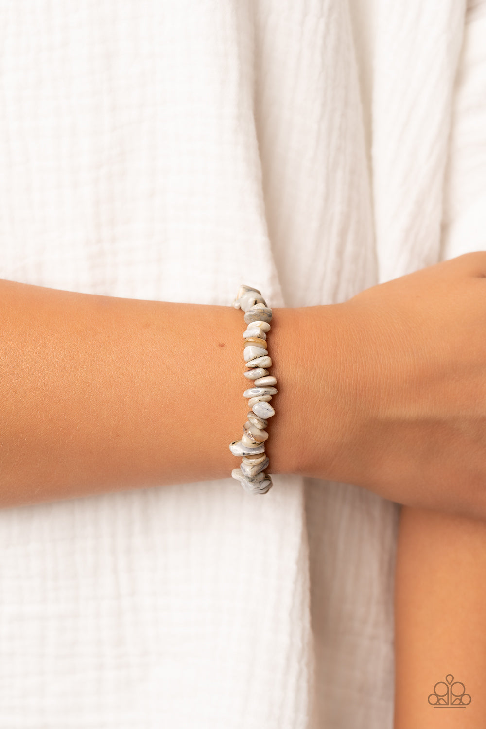 Paparazzi Accessories Grounded for Life - Multi Pebble Bracelets an earthy assortment of natural pebble-like stones are threaded along a stretchy band around the wrist, resulting in a grounding pop of color. Sold as one individual bracelet.