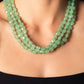 Boundless Bliss - Green Opaque Bead Necklaces featuring faceted gem-like cuts, opaque Basil crystal-like beads are threaded along layers of thread below the collar for a dreamy pop of color. Features an adjustable clasp closure.  Sold as one individual necklace. Includes one pair of matching earrings.