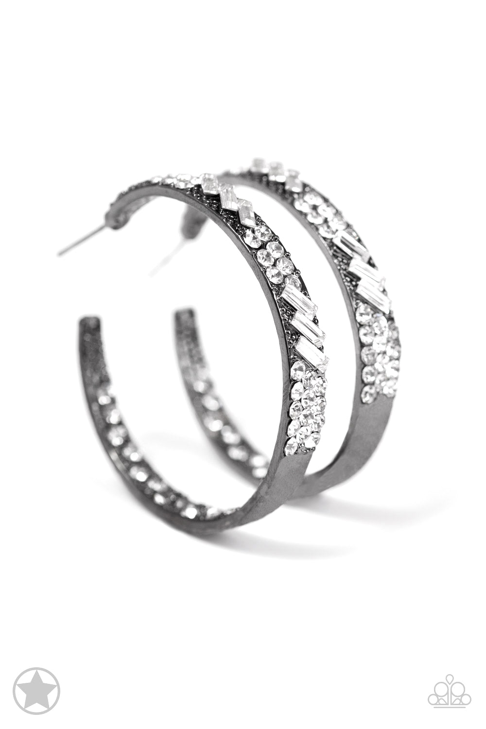 Paparazzi Accessories Glitzy By Association - Gunmetal Blockbuster Earrings - Lady T Accessories
