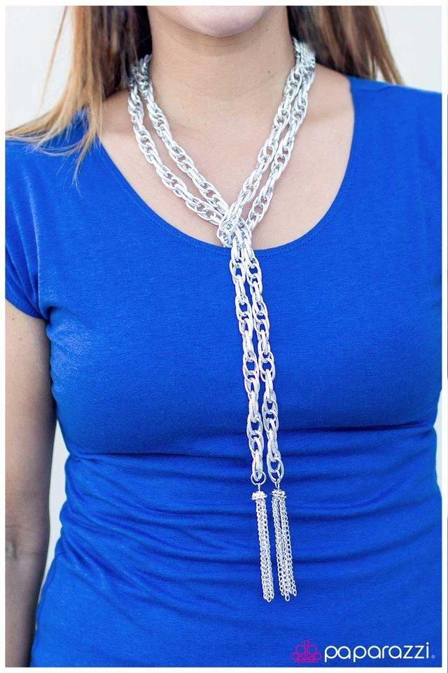 Paparazzi Accessories Scarfed for Attention - Silver Blockbuster Necklaces - Lady T Accessories