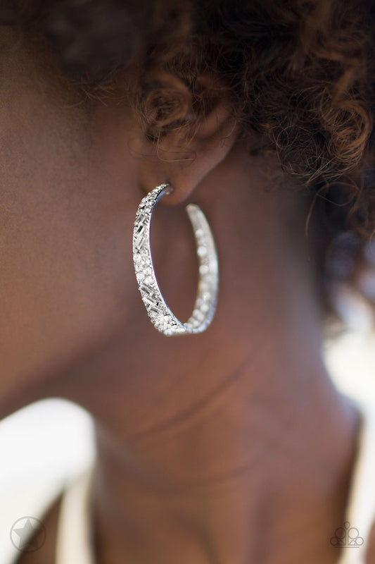 Paparazzi Accessories Glitzy By Association - White Blockbuster Earrings - Lady T Accessories