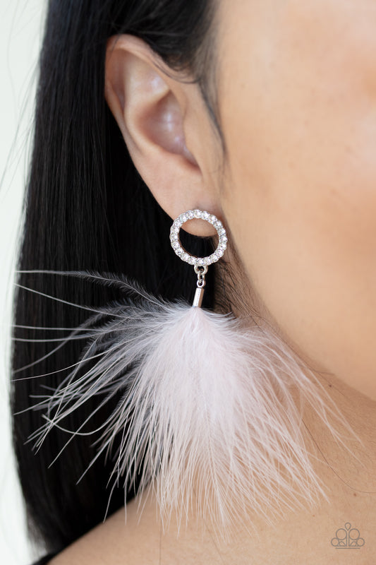 Paparazzi Accessories Boa Down - White Feather Earrings - Lady T Accessories