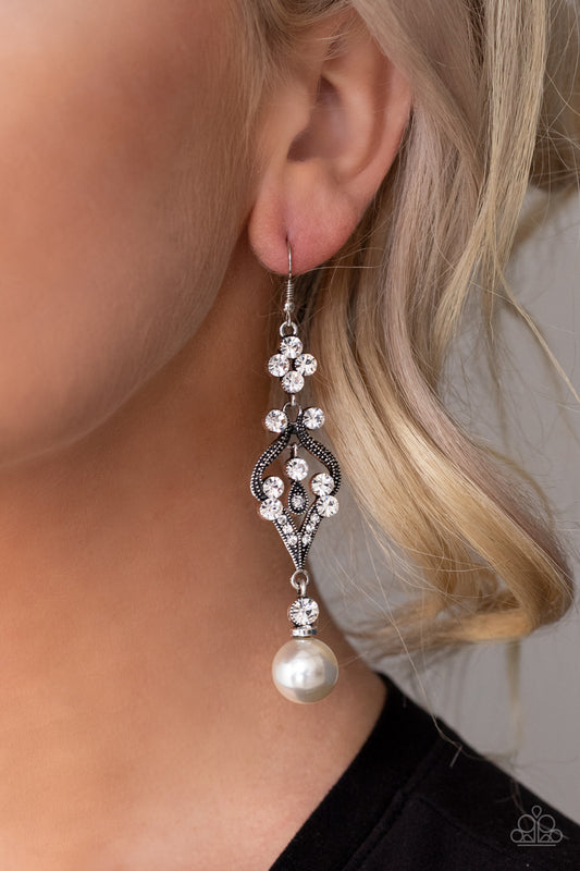 Paparazzi Accessories Elegantly Extravagant - White Earrings - Lady T Accessories