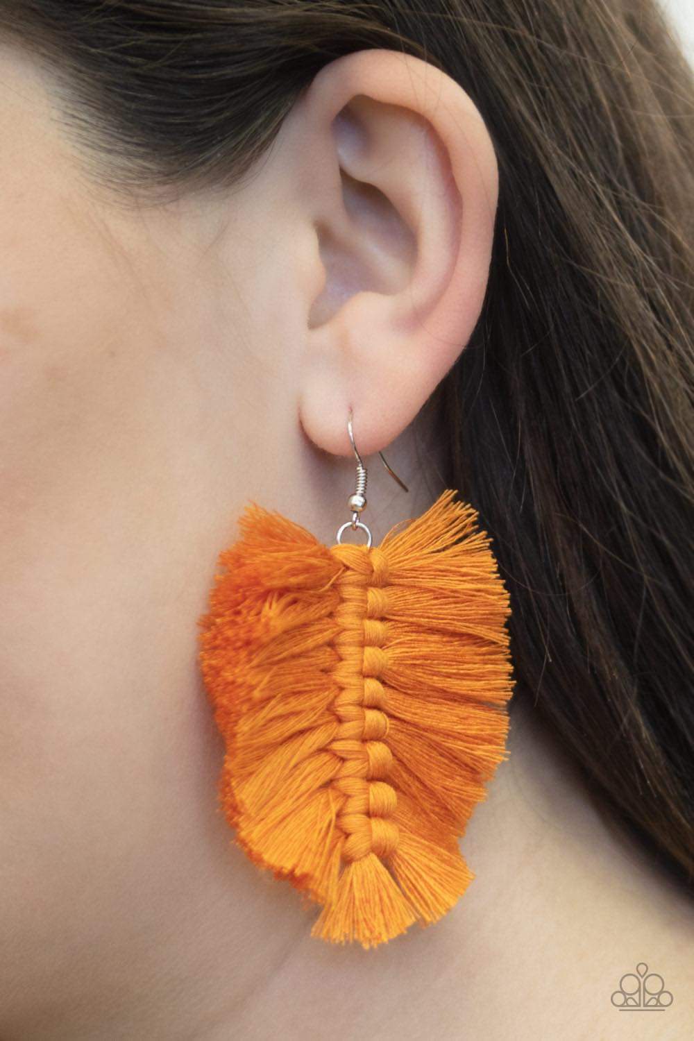 Paparazzi Accessories Knotted Native - Orange Earrings - Lady T Accessories
