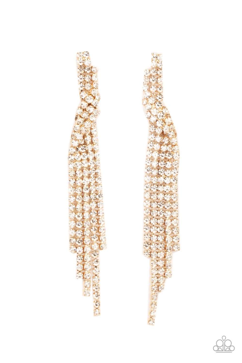 Cosmic Candescence - Gold Rhinestone Life of the Party Earrings