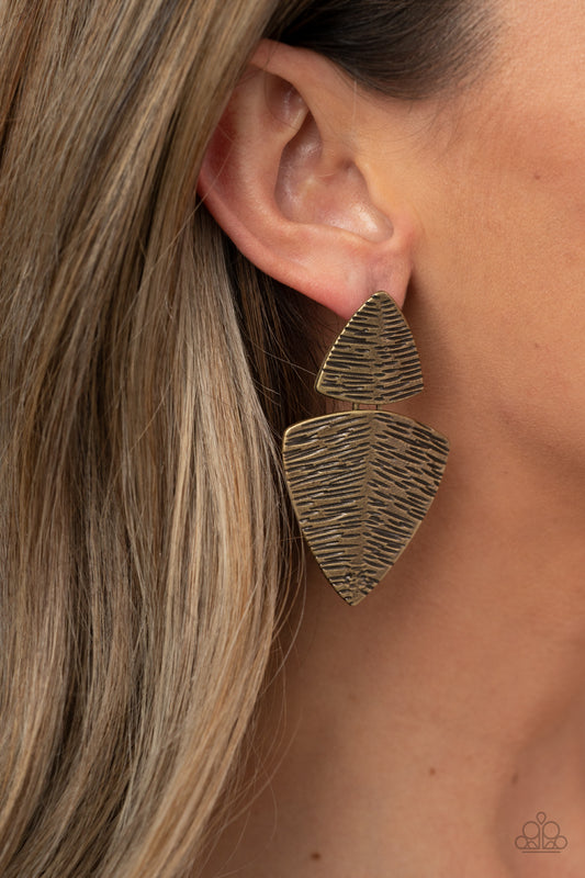 Paparazzi Accessories Primal Factors - Brass Earrings - Lady T Accessories