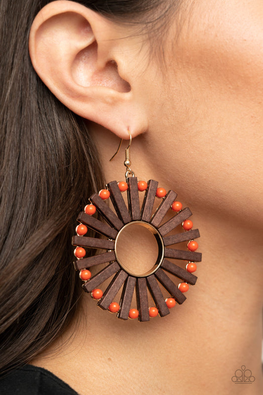 Paparazzi Accessories Solar Flare - Orange Earrings - Lady T Accessories