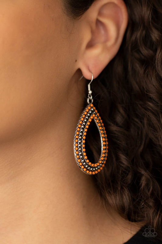 Paparazzi Accessories Tear Tracks - Orange Earrings - Lady T Accessories