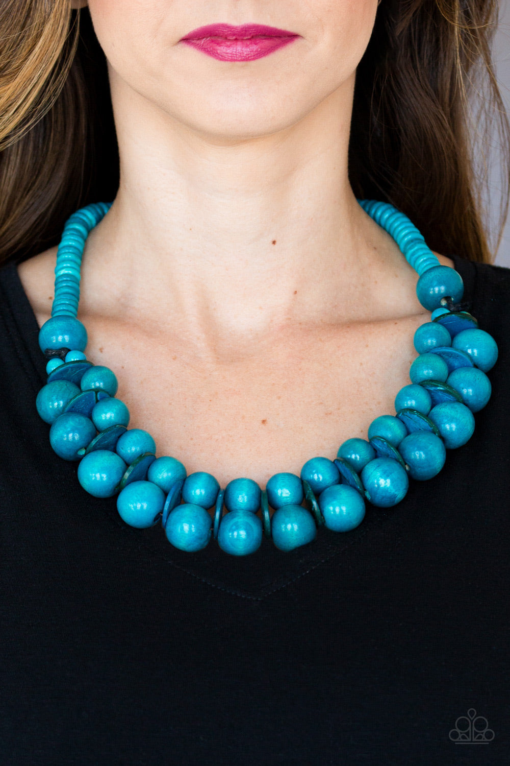 Paparazzi Accessories Caribbean Cover Girl - Blue Wood Necklaces - Lady T Accessories