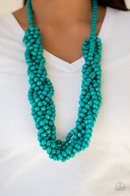 Paparazzi Accessories Tahiti Tropic - Blue Wood Necklaces - Lady T Accessories