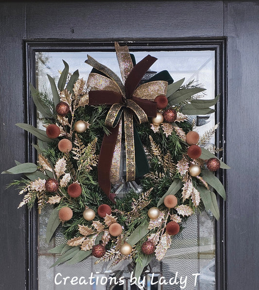 Chocolate Brown and Champagne Gold Wreath