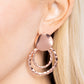 Paparazzi Accessories - Ancient Arts - Copper Earrings two hammered shiny copper circles swing from a wavy shiny copper disc, creating a captivating lure. Earring attaches to a standard post fitting.  Sold as one pair of post earrings.