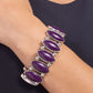 Paparazzi Accessories - Cry Me a Rivera - Purple Bracelframencased in sleek silver frames, oversized plum beaded frames alternate with pairs of classic silver beads along stretchy bands around the wrist for a vivacious pop of color.  Sold as one individual bracelet.