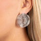 Paparazzi Accessories - COIL Over - Silver Earrings shiny silver bars delicately bend and coil into a springy spiral, creating a dizzying frame. Earring attaches to a standard post fitting.  Sold as one pair of post earrings.