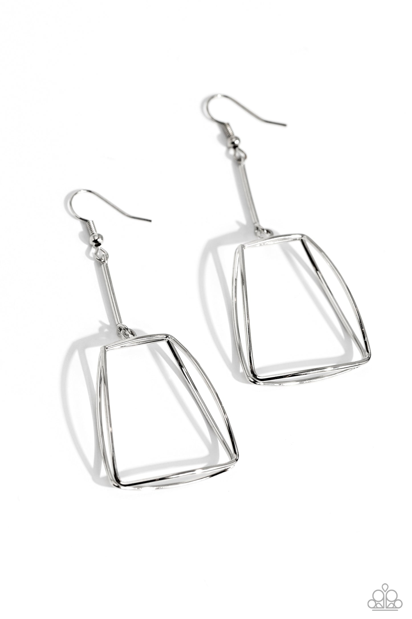 Paparazzi Accessories - Trapezoidal Transdescence - Silver Earrings