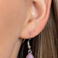 Paparazzi Accessories - Keeps GLOWING and GLOWING - Pink Necklaces a cascade of glassy opalescent pink teardrops are encased in studded silver frames, ultimately clustering below the collar to create an enchanting pop of color. Features an adjustable clasp closure.  Sold as one individual necklace. Includes one pair of matching earrings.