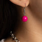 Paparazzi Accessories - No Laughing SPLATTER - Pink Necklaces featuring a hot pink, white, and silver paint splatter, oversized black beads loop around the collar from a classic silver link chain. Silver floral fittings and small discs in shades of hot pink, yellow, turquoise, and purple separate the splattered beads for additional whimsy and zest. Features an adjustable clasp closure.  Sold as one individual necklace. Includes one pair of matching earrings.