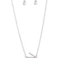 Paparazzi Accessories - Initially Yours - N White Necklaces embossed with dainty white rhinestones, a silver letter "N" hovers below the collar from a dainty silver chain, for a sentimentally simple design. Features an adjustable clasp closure.  Sold as one individual necklace. Includes one pair of matching earrings.