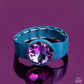 Paparazzi Accessories - Exaggerated Ego - September 2023 Life of the Party - Blue Bracelet featuring a UV shimmer, an exaggerated purple gem is pressed into a metallic blue fitting along bold rectangular frames around the wrist on stretchy bands for a colorful summer look.  Sold as one individual bracelet.  Order date 9/15/23