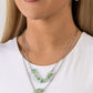 Paparazzi Accessories - Chiseled Caliber - Green Necklaces chiseled into a natural collection, a layer of jade stones gives way to a large, solitaire jade stone pendant, creating earthy layers down the chest. Features an adjustable clasp closure. As the stone elements in this piece are natural, some color variation is normal.  Featured inside The Preview at Made for More!  Sold as one individual necklace. Includes one pair of matching earrings.